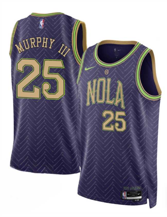 Mens New Orleans Pelicans #25 Trey Murphy III Purple 2024-25 City Ediiton Stitched Jersey Dzhi